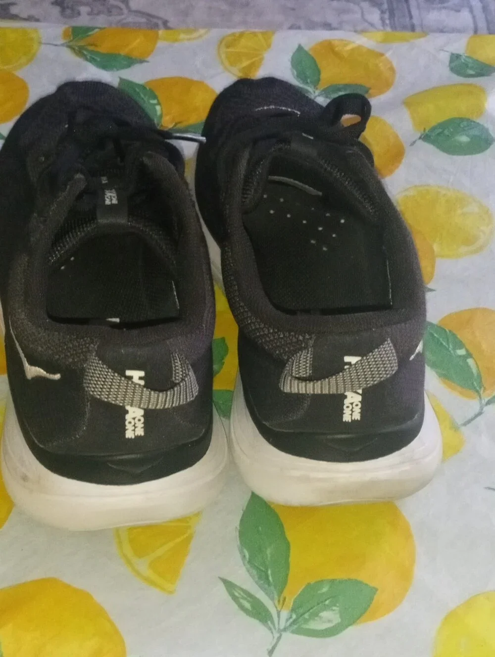 Hoka One One Black Knit Women's Athletic Running Shoes with White Sole